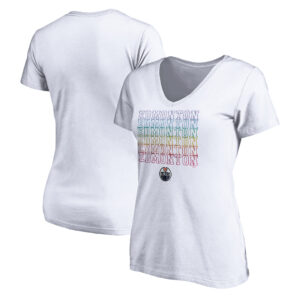 Women's White Edmonton Oilers City Pride V-Neck T-Shirt