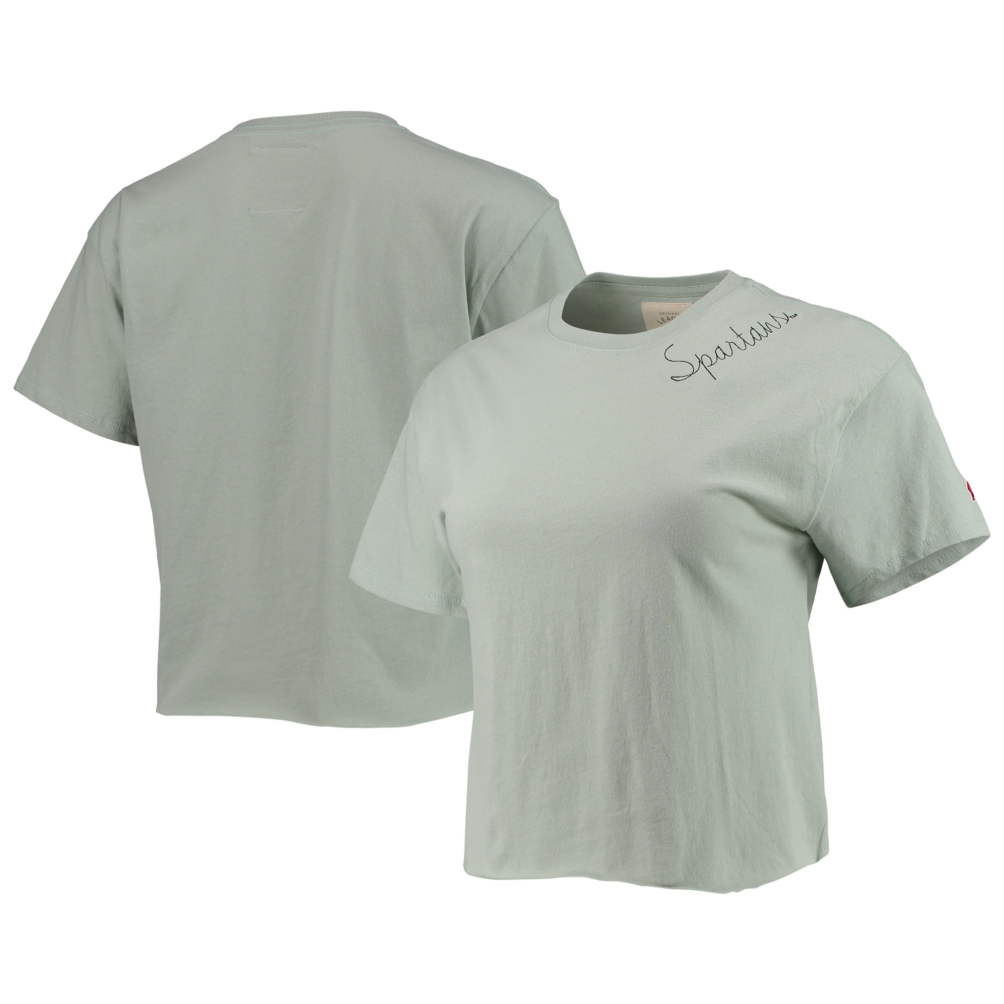 Women's League Collegiate Wear Green Michigan State Spartans Chain Stitch Clothesline Crop Top - Image 6