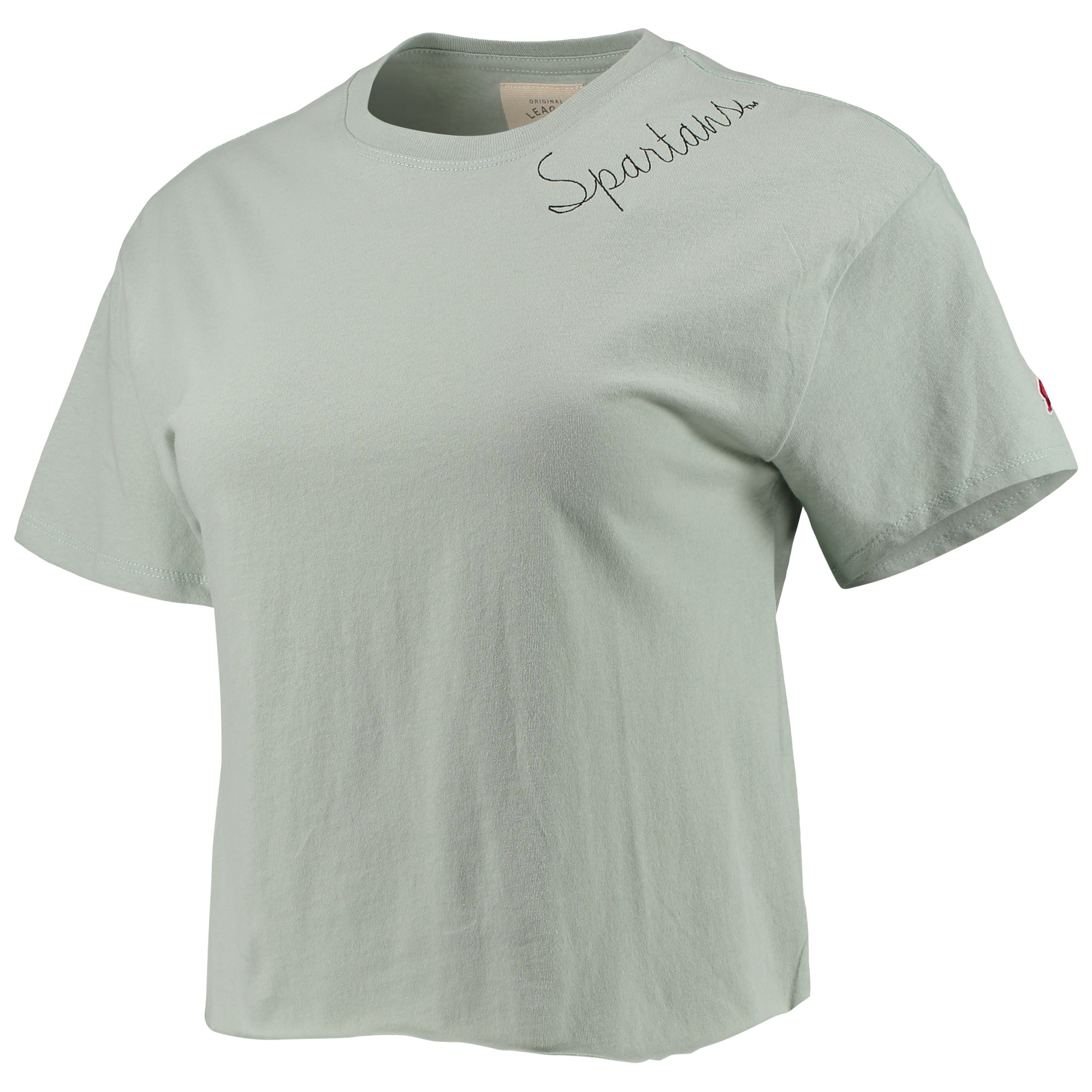 Women's League Collegiate Wear Green Michigan State Spartans Chain Stitch Clothesline Crop Top - Image 7