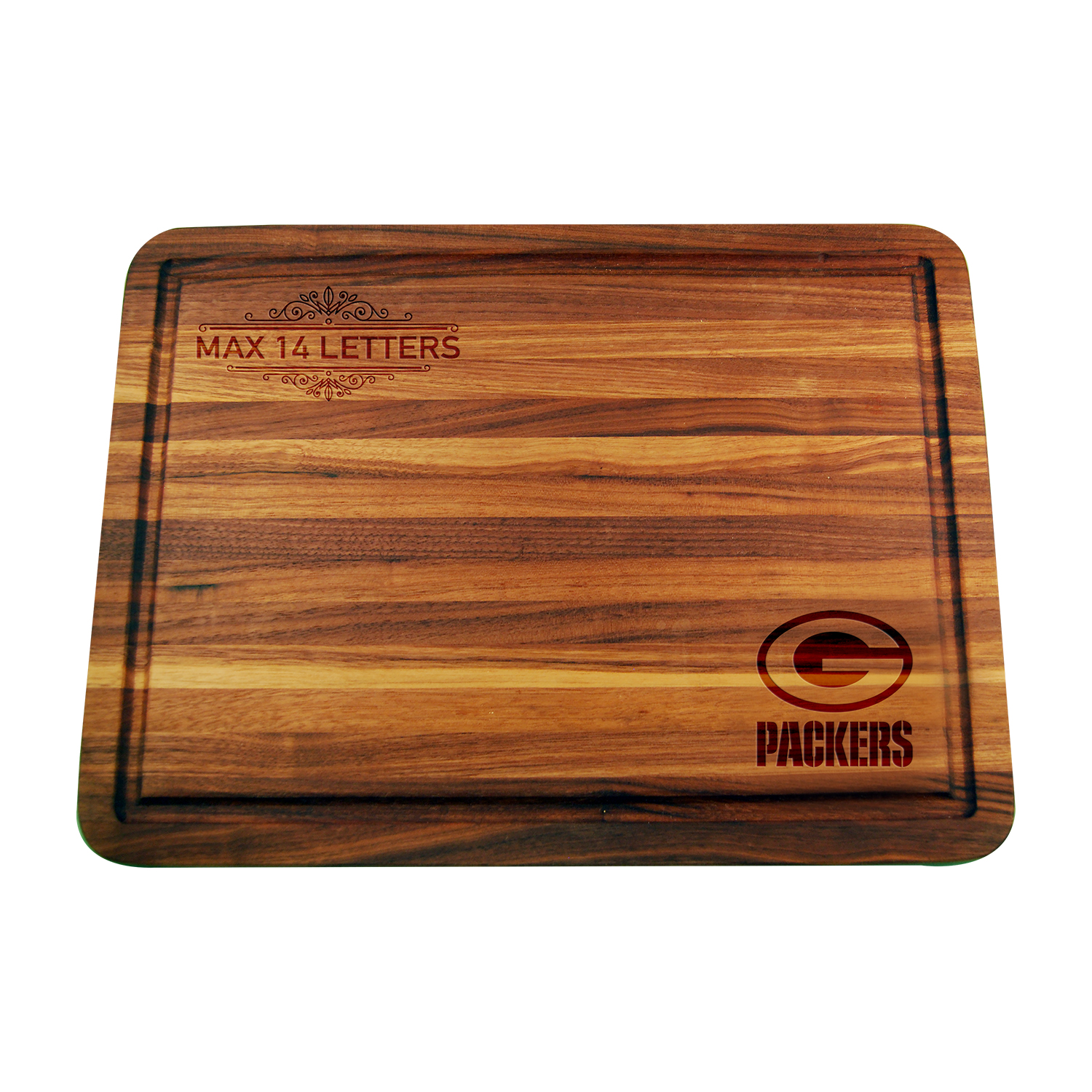Green Bay Packers Large Acacia Personalized Cutting & Serving Board