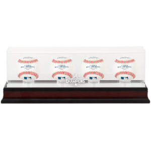 Atlanta Braves 2021 MLB World Series Champions Mahogany Logo 4-Baseball Display Case