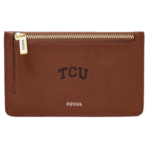 Women's Fossil Brown TCU Horned Frogs Leather Logan Card Case