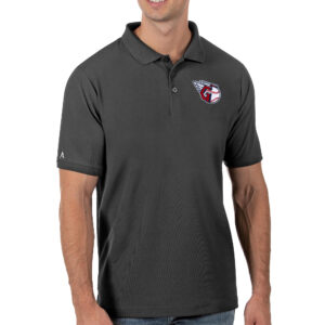 Men's Antigua Charcoal Cleveland Guardians Legacy Pique Polo