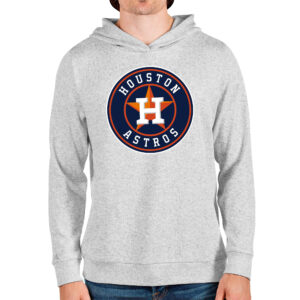 Men's Antigua Heathered Gray Houston Astros Team Logo Absolute Pullover Hoodie