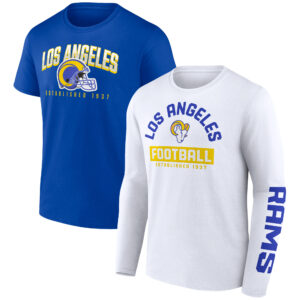 Men's Fanatics Royal/White Los Angeles Rams Long and Short Sleeve Two-Pack T-Shirt