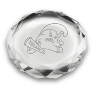 Tulane Green Wave 3'' Optic Crystal Faceted Paperweight