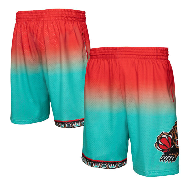 Men's Mitchell & Ness Red/Teal Vancouver Grizzlies 1996/97 Hardwood Classics Fadeaway Reload 3.0 Swingman Shorts - Image 6