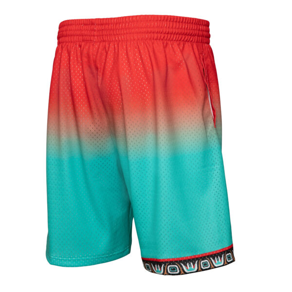 Men's Mitchell & Ness Red/Teal Vancouver Grizzlies 1996/97 Hardwood Classics Fadeaway Reload 3.0 Swingman Shorts - Image 8