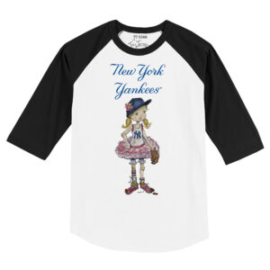 Toddler Tiny Turnip White/Black New York Yankees Babes Raglan 3/4 Sleeve T-Shirt