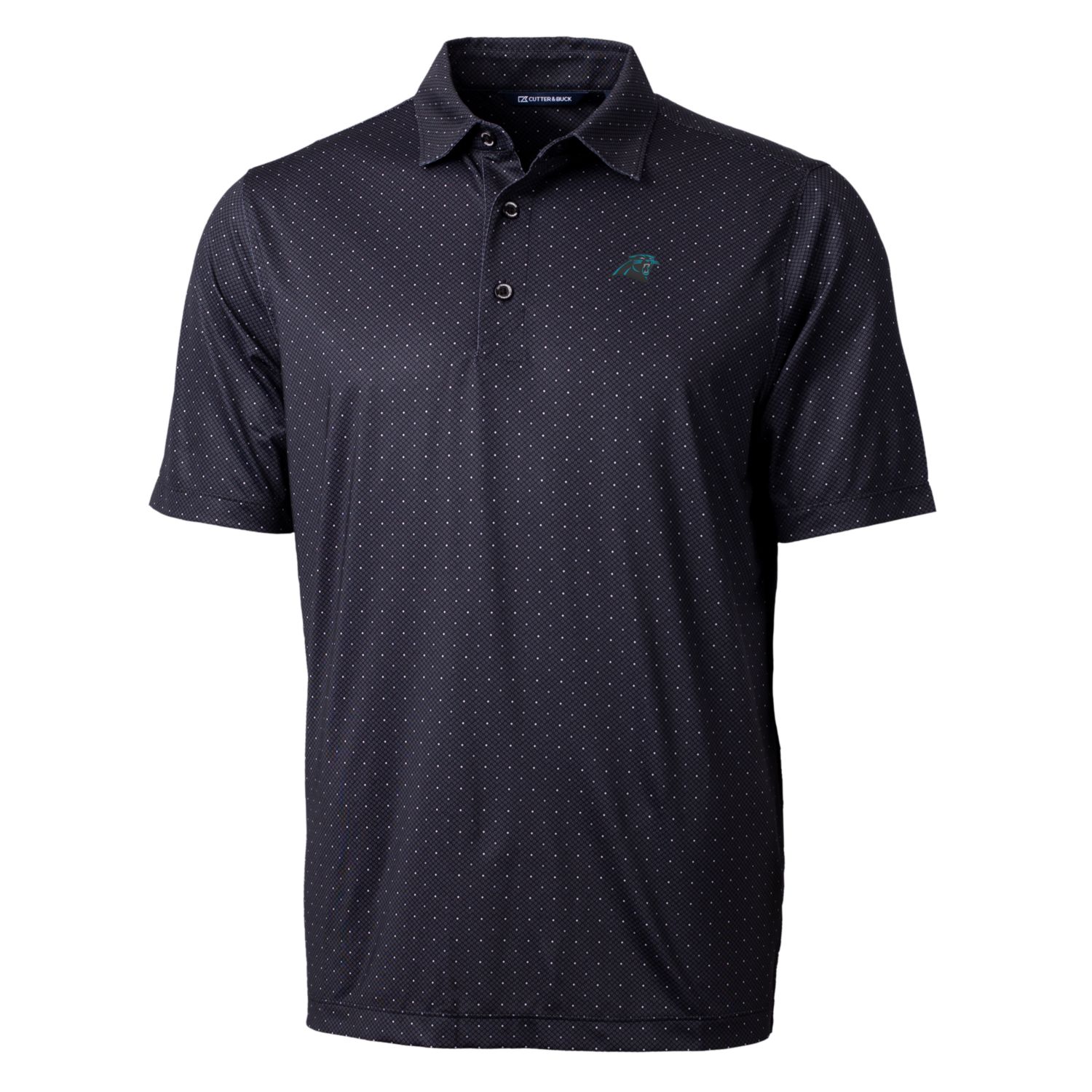 Men's Cutter & Buck Black Carolina Panthers Pike Double Dot Print Stretch Polo