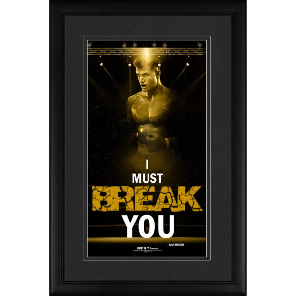 Ivan Drago Rocky IV Framed 10'' x 18'' ''I Must Break You'' Movie Quote Pano