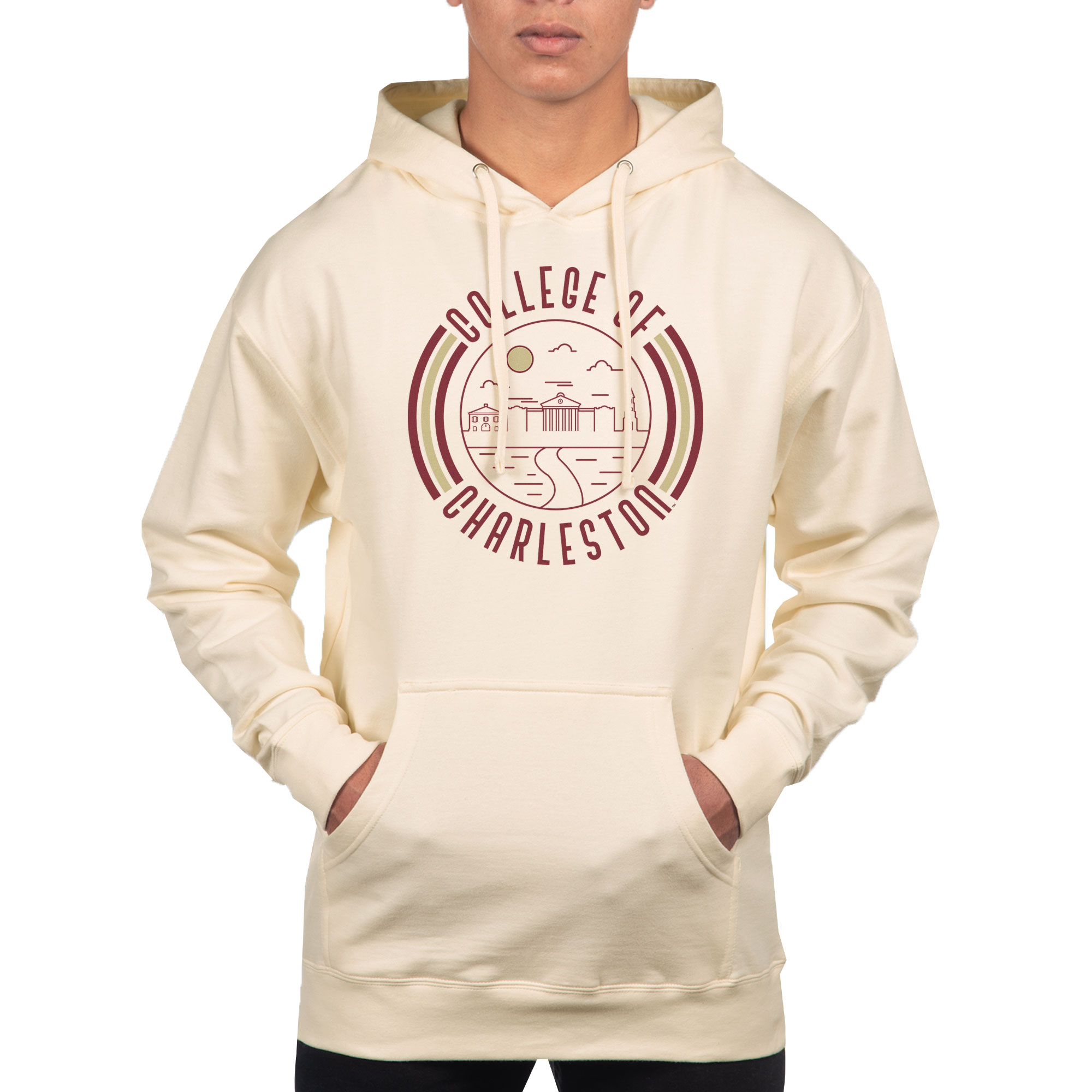 Men's Uscape Apparel Cream Charleston Cougars Standard Pullover Hoodie