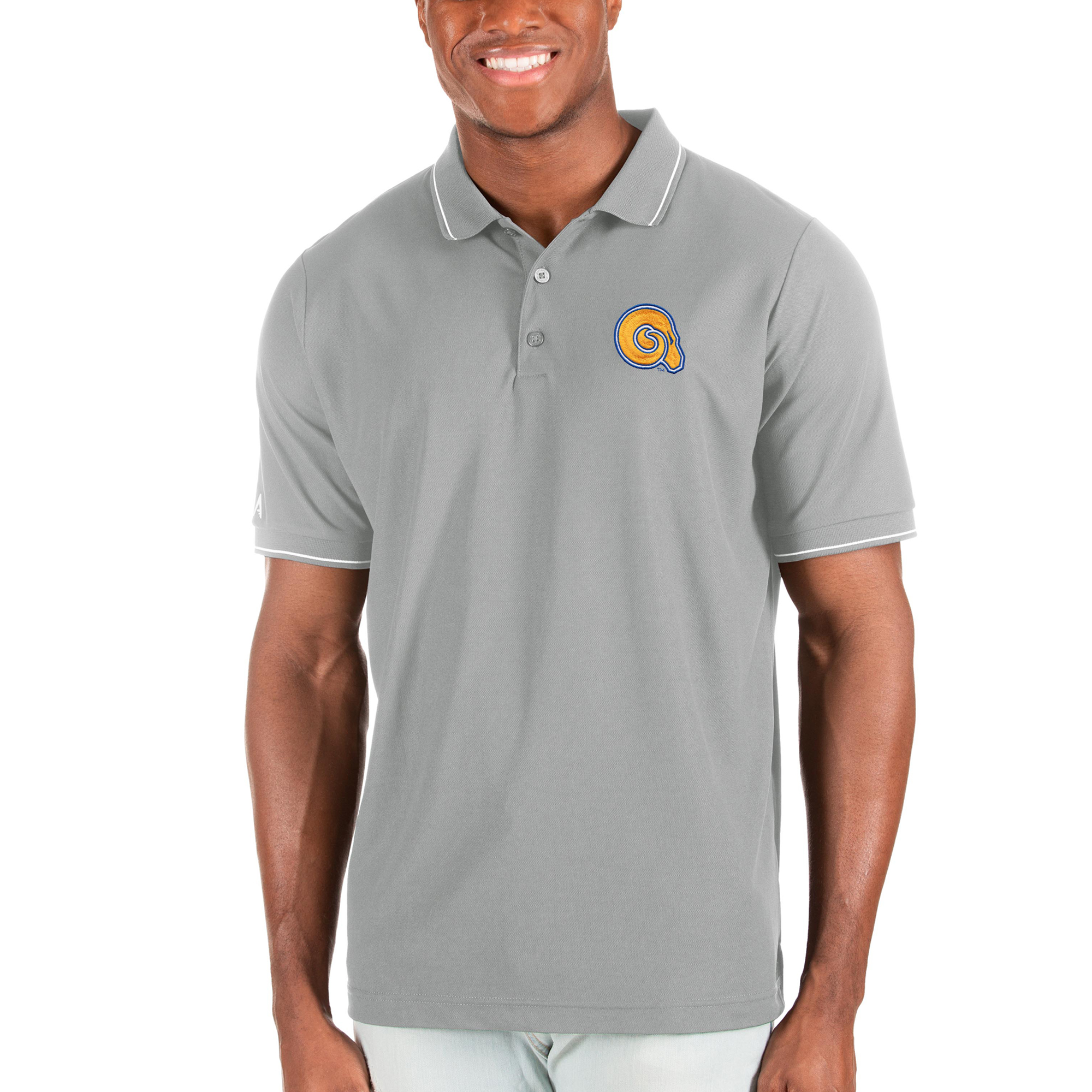 Men's Antigua Heathered Gray Albany State Golden Rams Affluent Polo