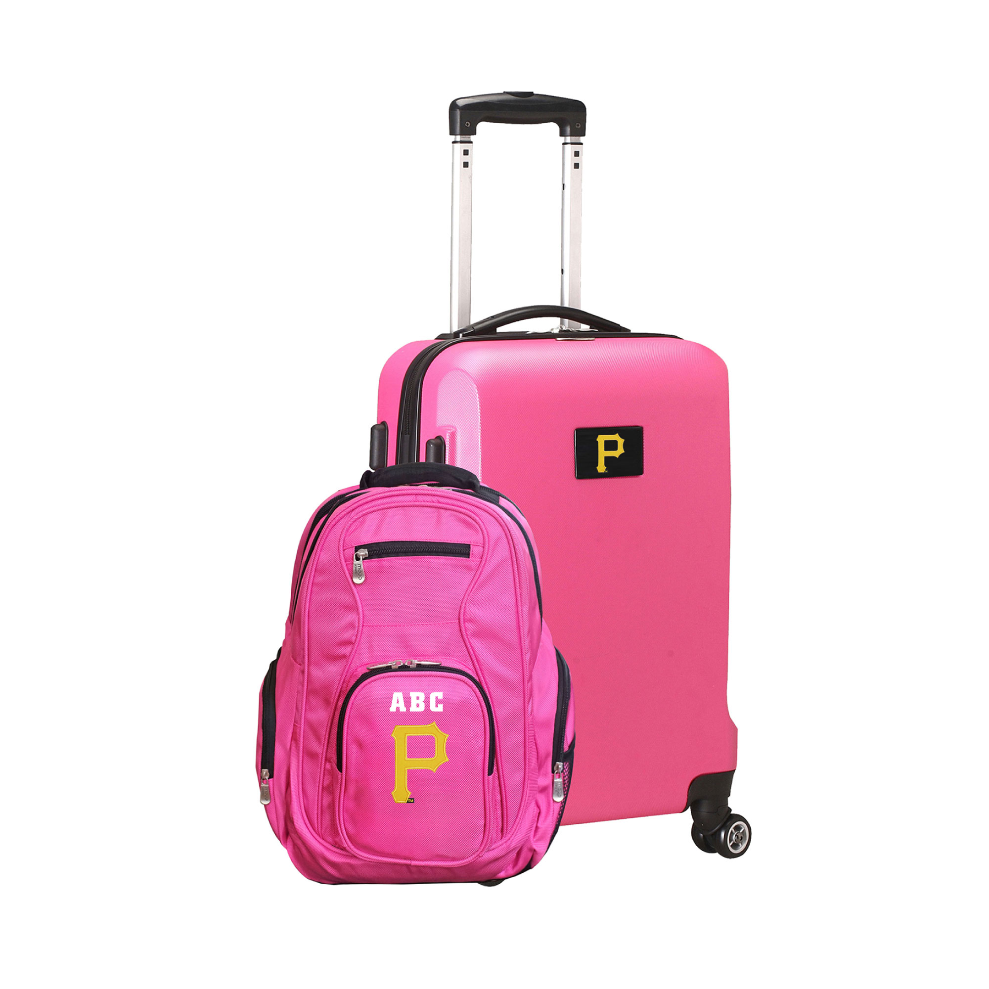 MOJO Pink Pittsburgh Pirates Personalized Deluxe 2-Piece Backpack & Carry-On Set - Image 4