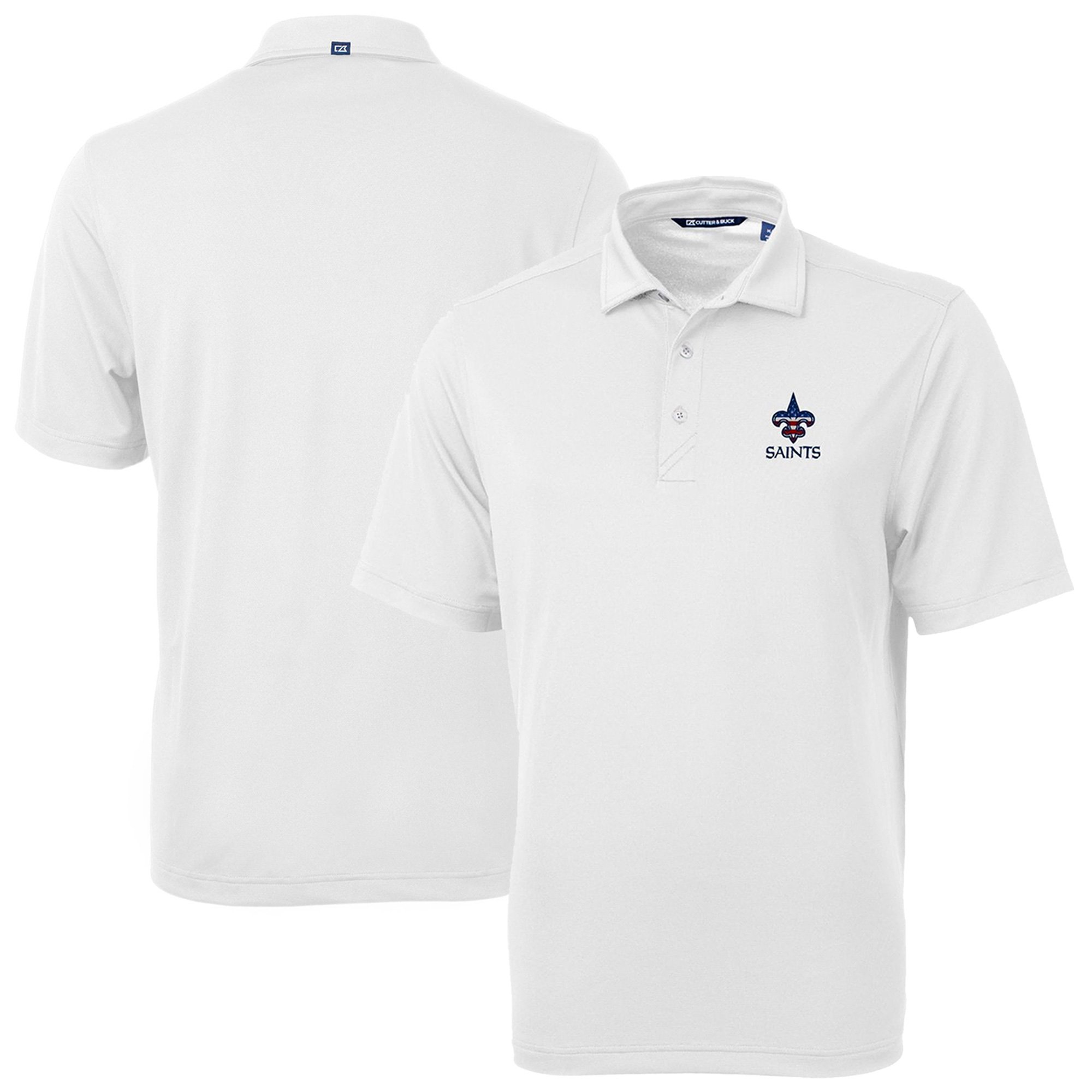 Men's Cutter & Buck White New Orleans Saints Big & Tall Team Virtue Eco Pique Recycled Polo