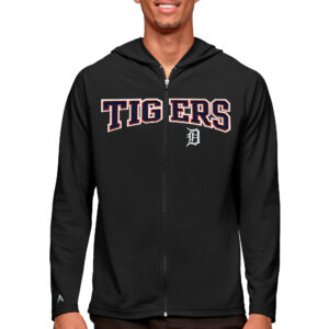 Men's Antigua Black Detroit Tigers Wordmark Legacy Full-Zip Hoodie