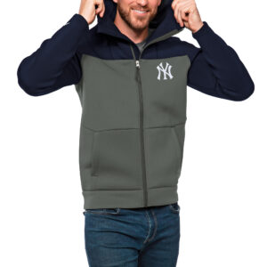 Men's Antigua Navy/Charcoal New York Yankees Protect Full-Zip Hoodie
