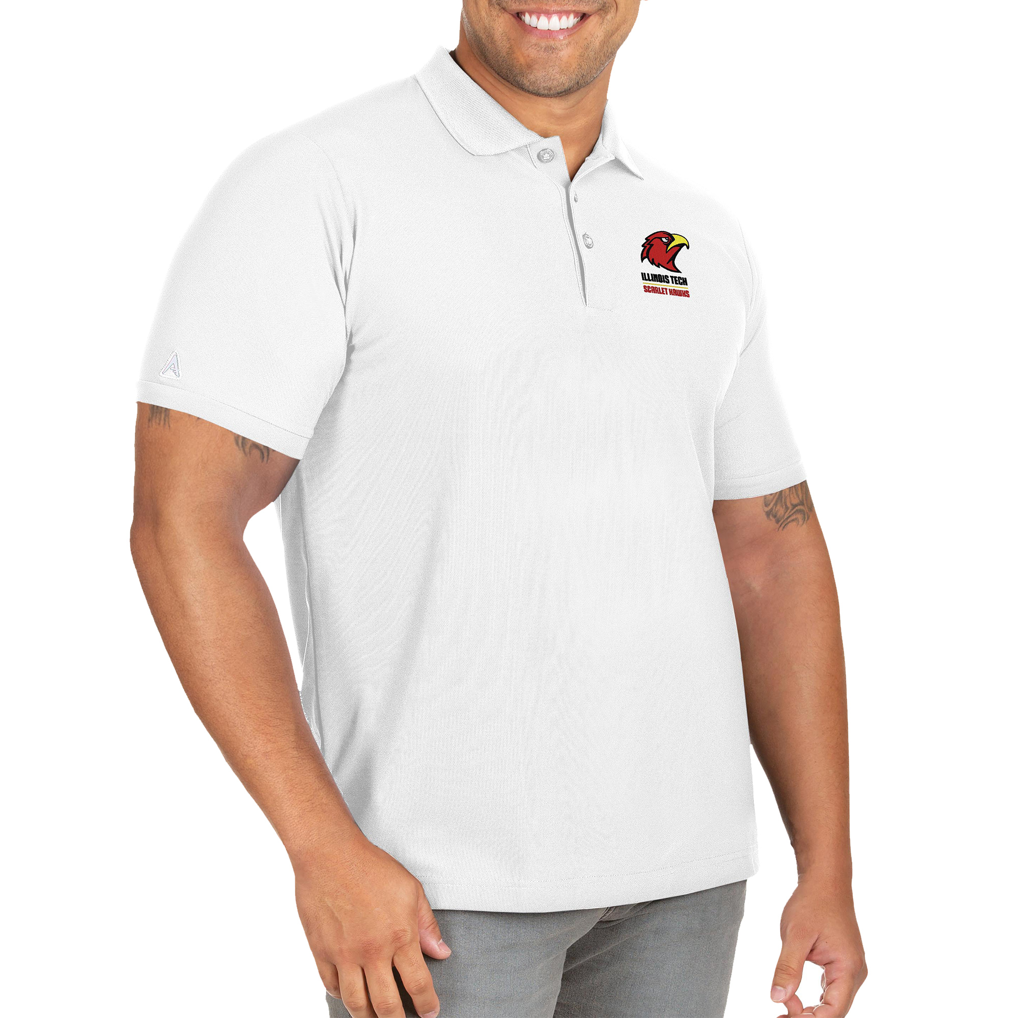 Men's Antigua White Illinois Tech Scarlet Hawks Big & Tall Legacy Pique Polo