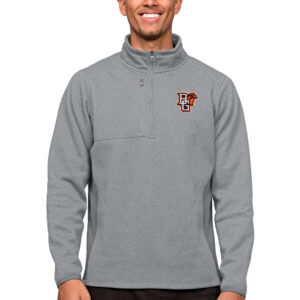 Men's Antigua Heather Gray Bowling Green St. Falcons Course Quarter-Zip Pullover Top