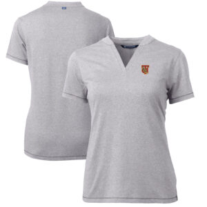 Women's Cutter & Buck Heather Gray Tuskegee Golden Tigers Forge Blade V-Neck Top