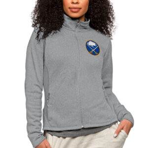 Women's Antigua Heather Gray Buffalo Sabres Primary Logo Course Full-Zip Jacket