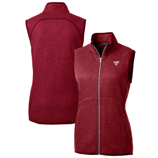 Women's Cutter & Buck Heather Red Fanatics Corporate Mainsail Basic Sweater Knit Fleece Full-Zip Vest - Image 5