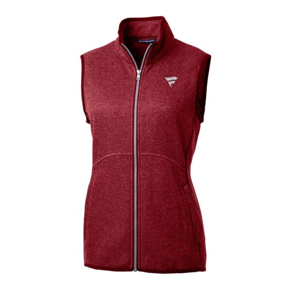 Women's Cutter & Buck Heather Red Fanatics Corporate Mainsail Basic Sweater Knit Fleece Full-Zip Vest - Image 6