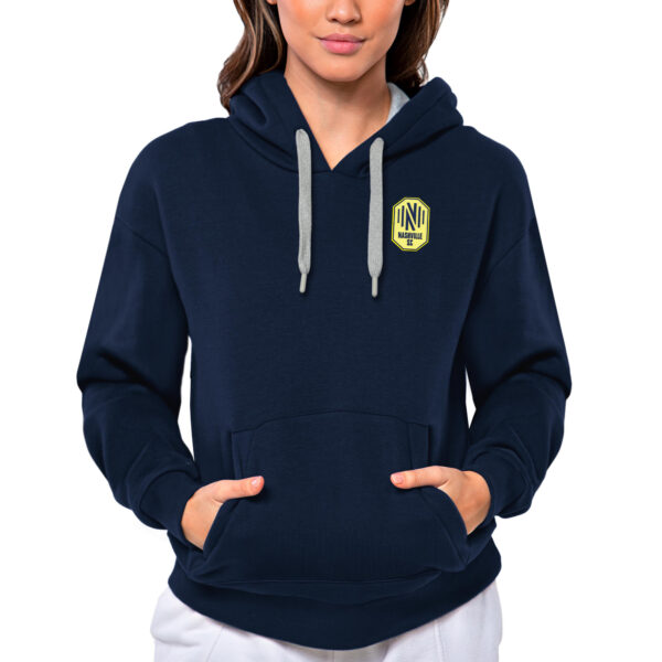 Women's Antigua Navy Nashville SC Team Logo Victory Pullover Hoodie