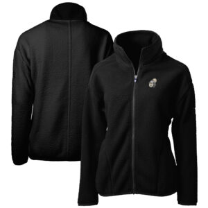 Women's Cutter & Buck Black New Orleans Saints Throwback Logo Cascade Eco Sherpa Fleece Full-Zip Jacket