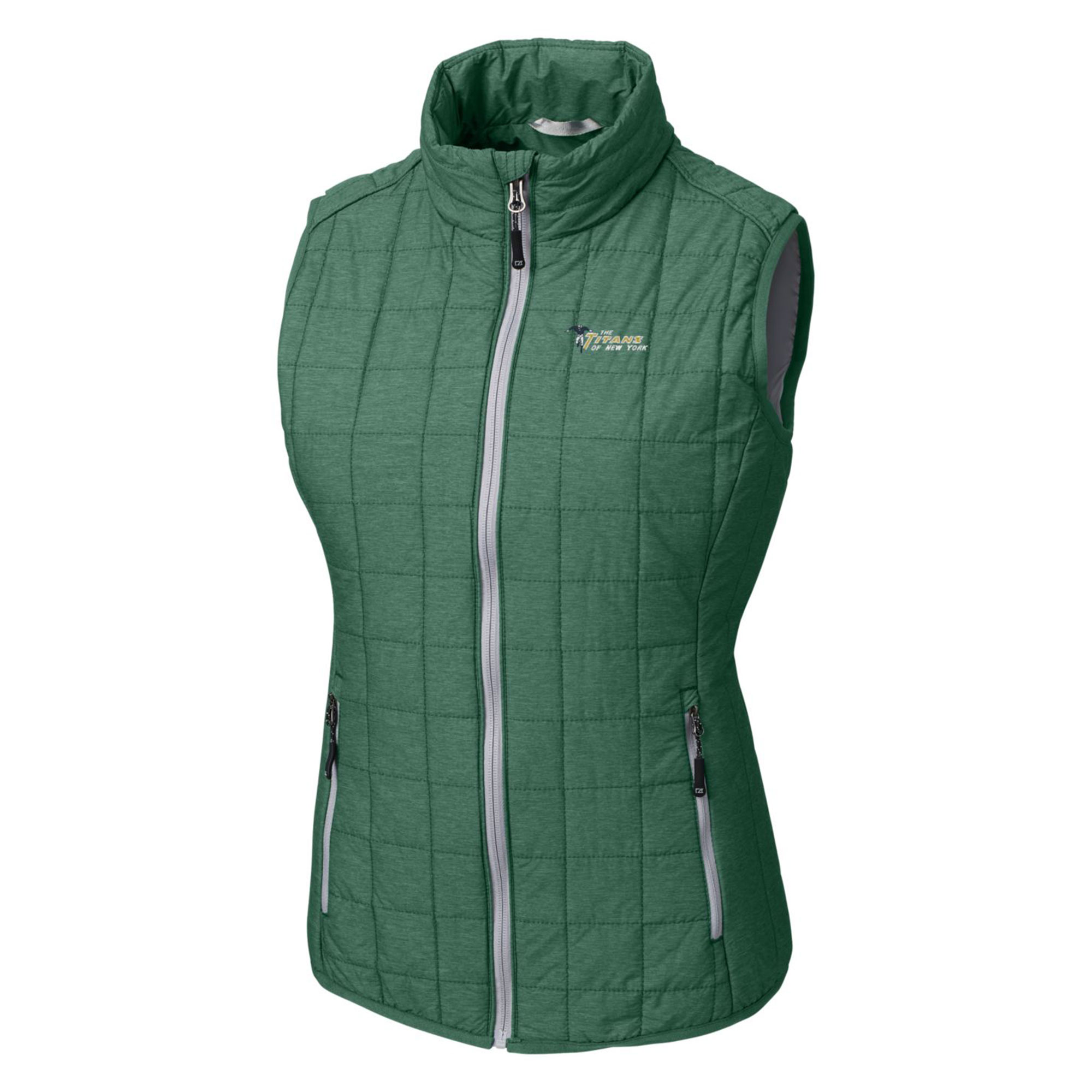 Women's Cutter & Buck Forest Green New York Jets Throwback Logo Rainier PrimaLoft Eco Full-Zip Puffer Vest - Image 6