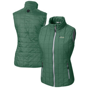 Women's Cutter & Buck Forest Green New York Jets Throwback Logo Rainier PrimaLoft Eco Full-Zip Puffer Vest