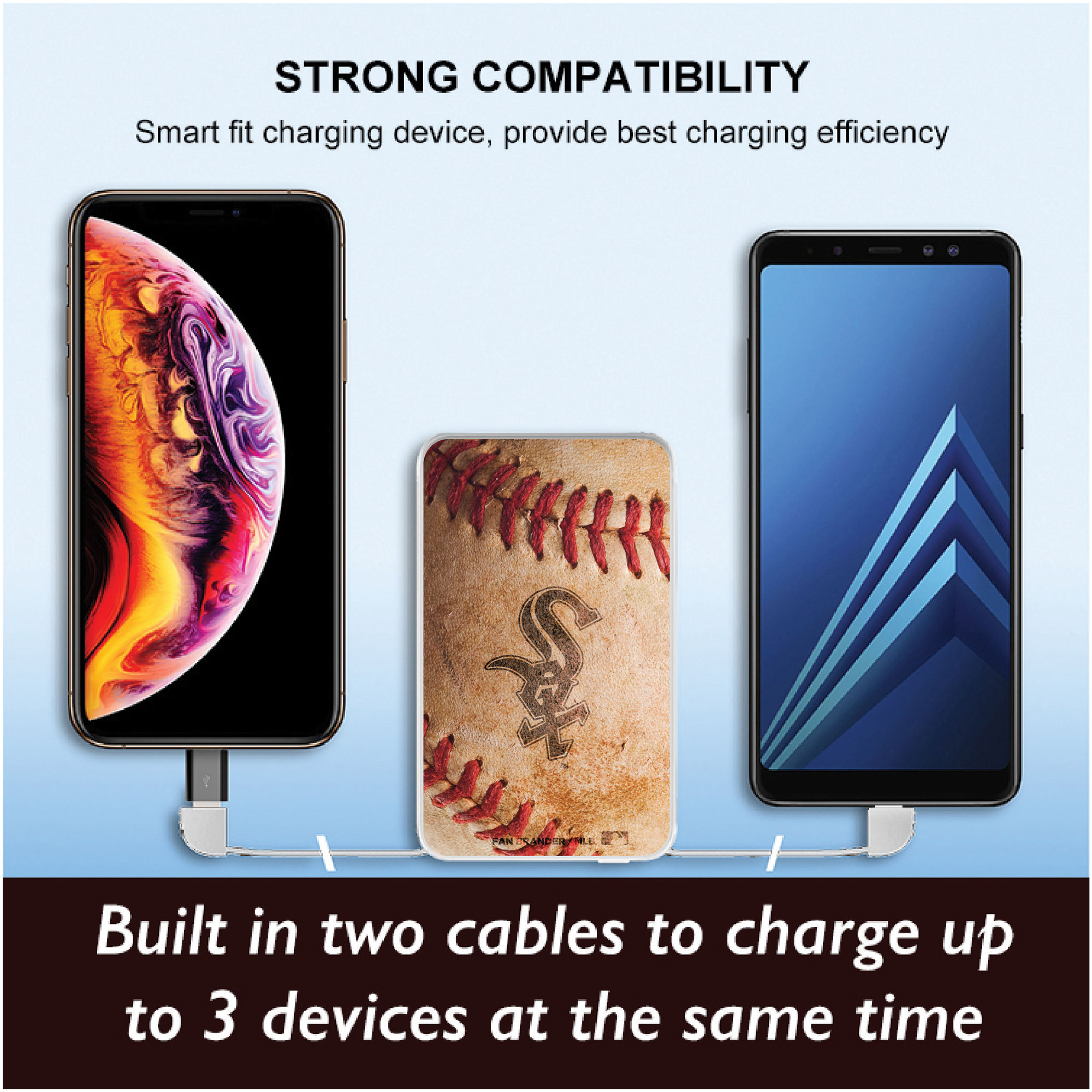 Chicago White Sox Baseball Design 10000 mAh Portable Power Pack - Image 5