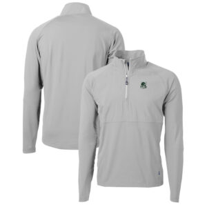 Men's Cutter & Buck Gray Portland State Vikings Adapt Eco Knit Hybrid Recycled Quarter-Zip Pullover Top
