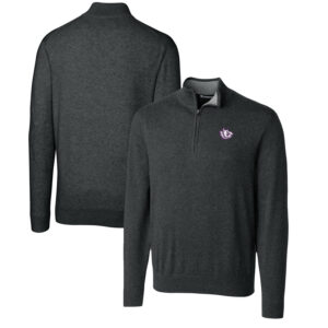 Men's Cutter & Buck Heather Charcoal TCU Horned Frogs Lakemont Quarter-Zip Pullover Sweater