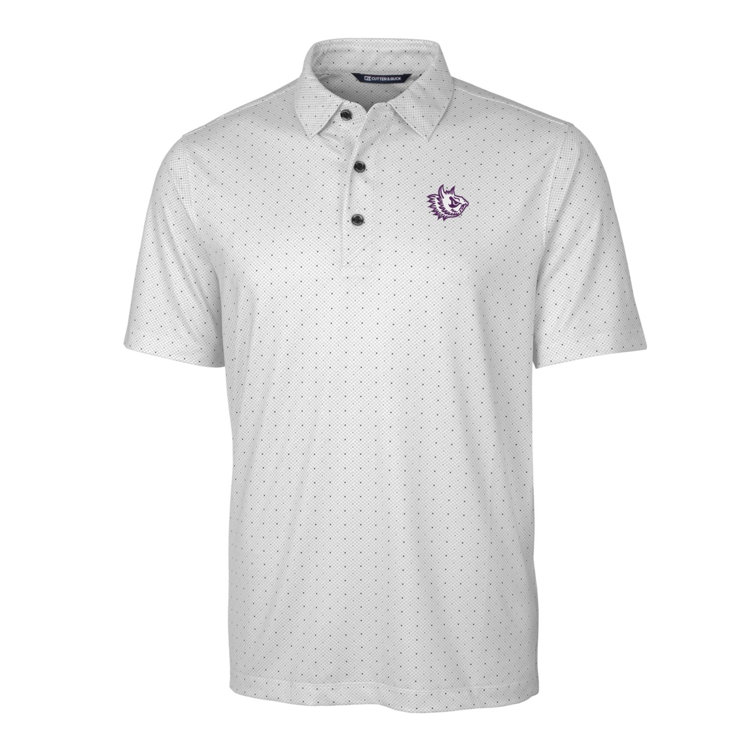 Men's Cutter & Buck Charcoal TCU Horned Frogs Primary Team Logo Pike Double Dot Print Stretch Polo - Image 6