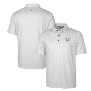 Men's Cutter & Buck Charcoal TCU Horned Frogs Primary Team Logo Pike Double Dot Print Stretch Polo