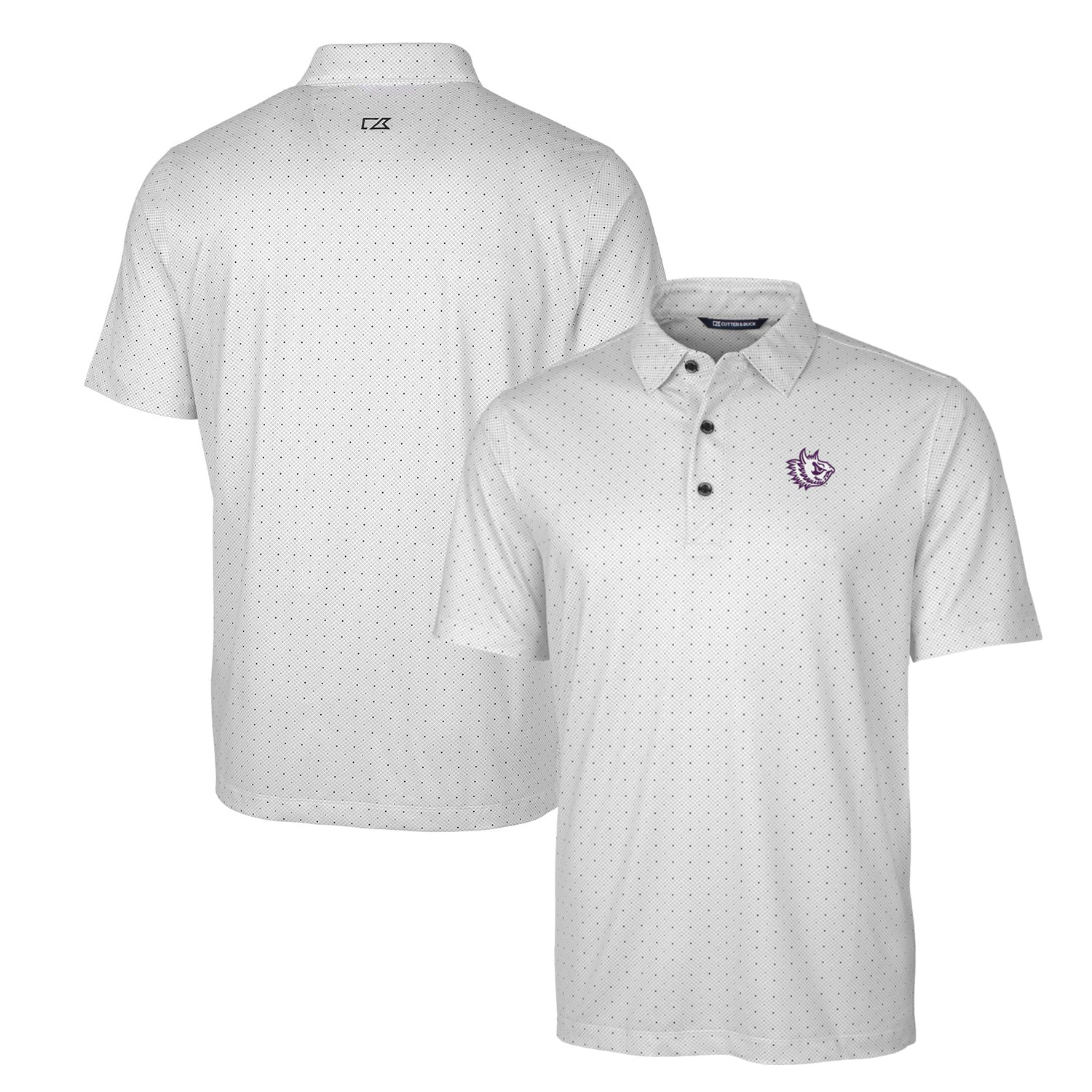 Men's Cutter & Buck Charcoal TCU Horned Frogs Primary Team Logo Pike Double Dot Print Stretch Polo