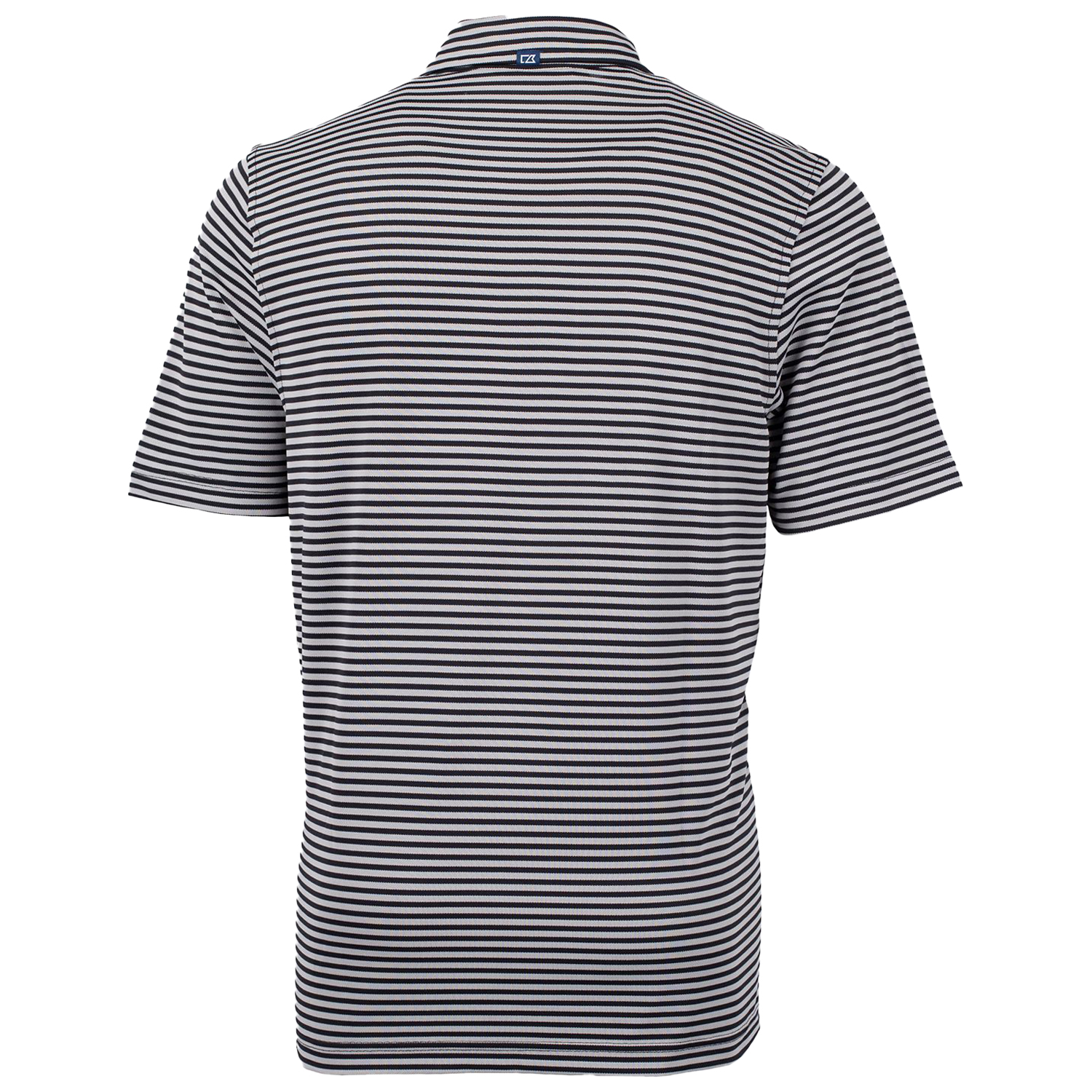 Men's Cutter & Buck Black George Mason Patriots Throwback Logo Virtue Eco Pique Stripe Recycled Polo - Image 7