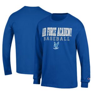 Men's Champion Blue Air Force Falcons Primary Team Logo Stack Logo Baseball Powerblend Long Sleeve T-Shirt