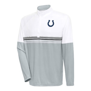 Men's Antigua White/Black Indianapolis Colts Bender Quarter-Zip Pullover Top