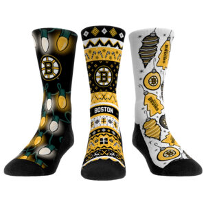 Unisex Rock Em Socks Boston Bruins Holiday Three-Pack Crew Socks Set