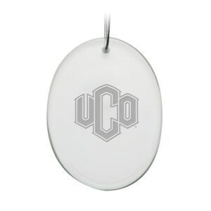 Central Oklahoma Bronchos Team Logo 2.75'' x 3.75'' Glass Oval Ornament