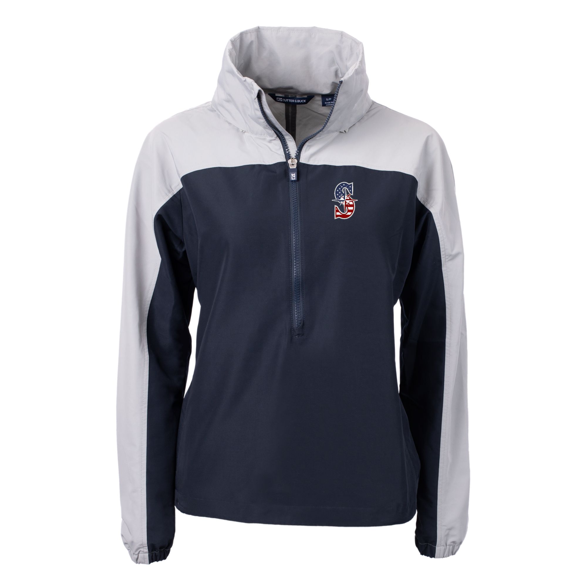 Women's Cutter & Buck Navy/Gray Seattle Mariners Charter Eco Recycled Anorak Jacket - Image 6