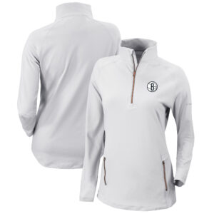 Women's Columbia  White Brooklyn Nets  Omni-Wick Outward Nine Quarter-Zip Pullover Top
