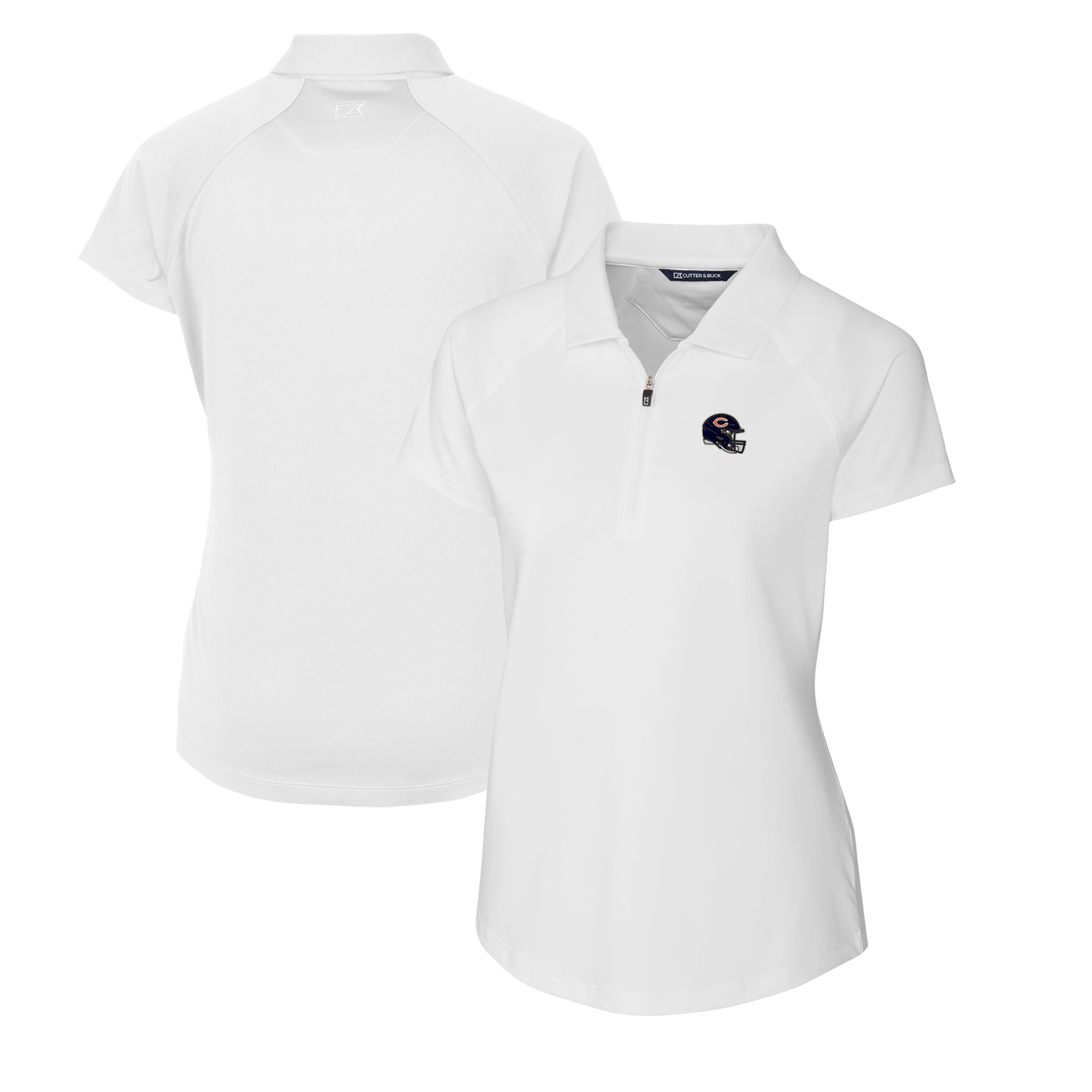 Women's Cutter & Buck White Chicago Bears Helmet Logo DryTec Forge Stretch Polo