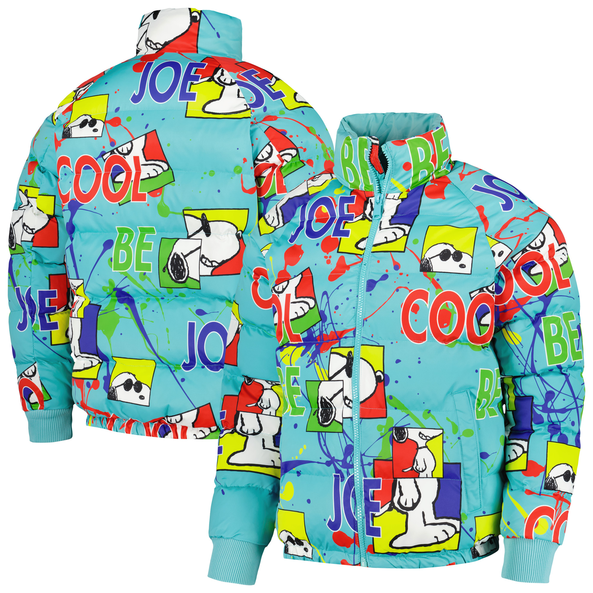 Men's Freeze Max Teal Peanuts Snoopy Joe Cool Puffer Raglan Full-Zip Jacket