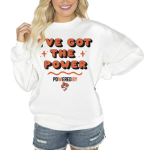 Women's Gameday Couture White Oklahoma State Cowboys PoweredBy Got the Power Premium Pullover Sweatshirt
