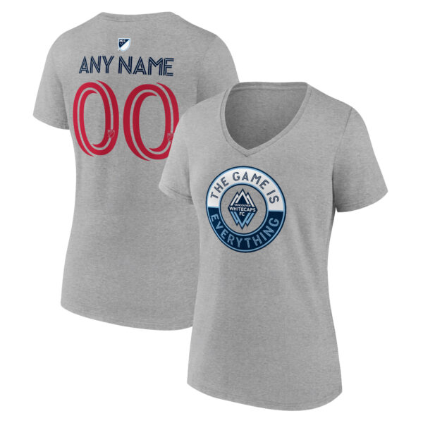 Women's Heather Gray Vancouver Whitecaps FC The Game Is Everything Personalized Any Name & Number V-Neck T-Shirt