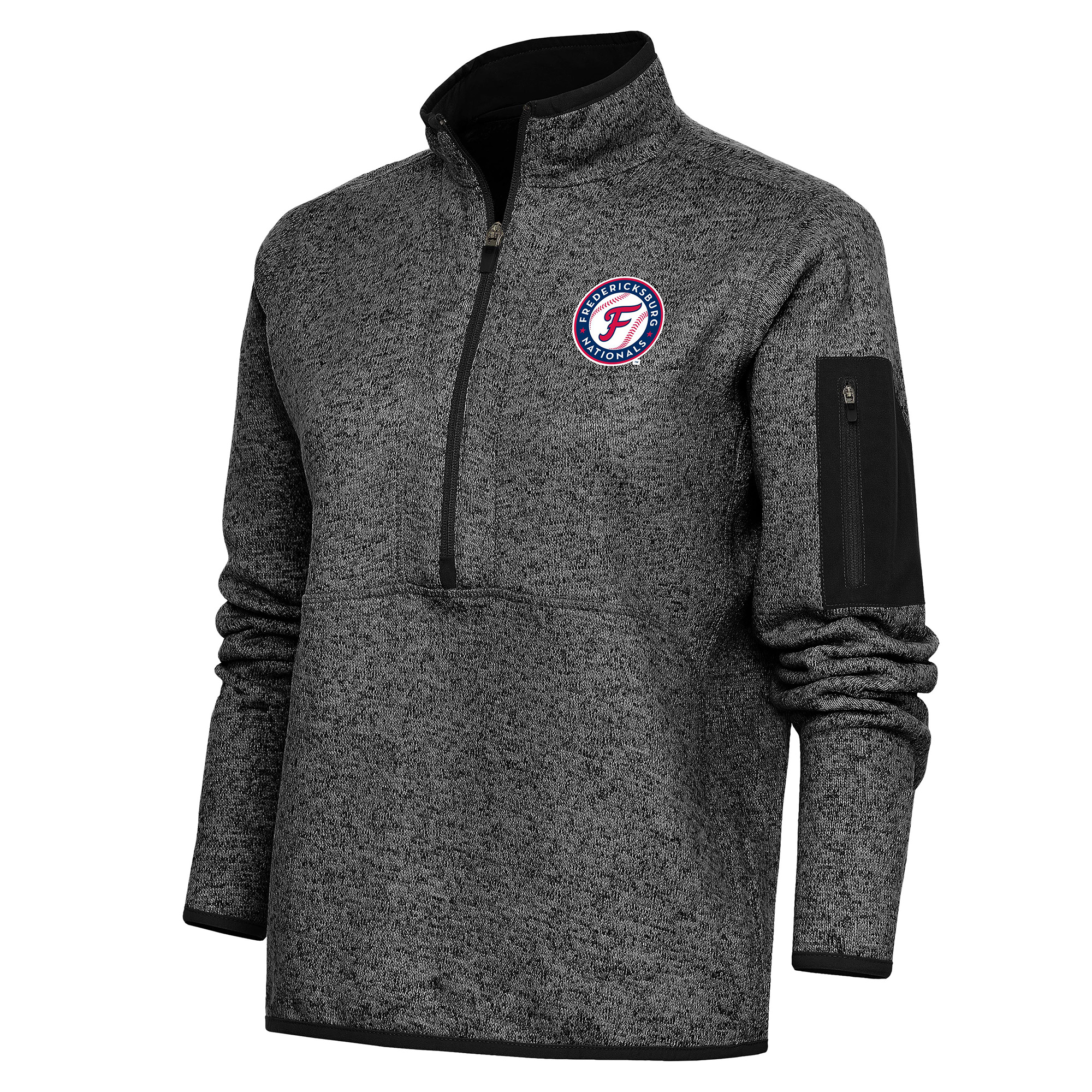 Women's Antigua Heather Black Fredericksburg Nationals Fortune Half-Zip Pullover Jacket