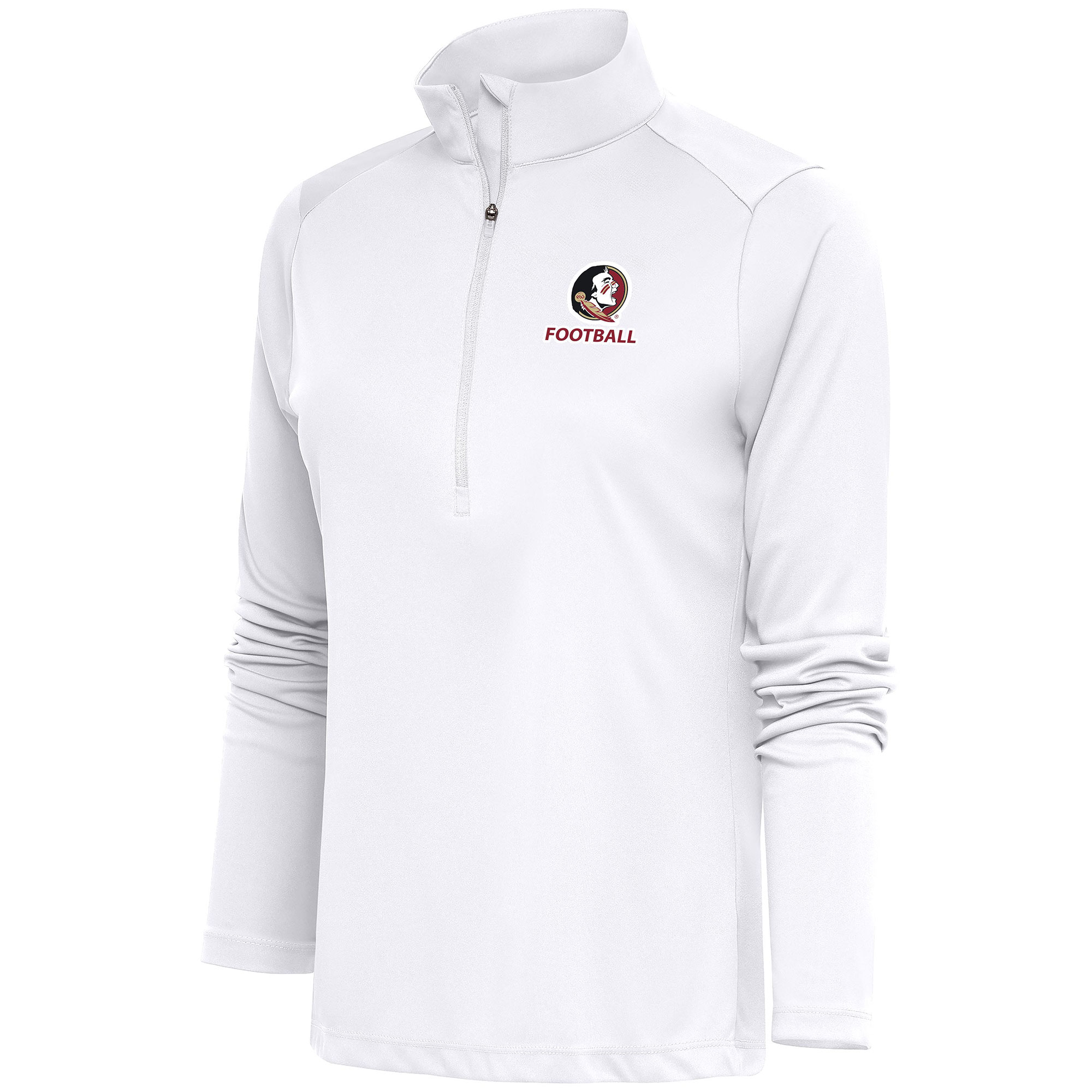 Women's Antigua White Florida State Seminoles Football Tribute Half-Zip Pullover Top